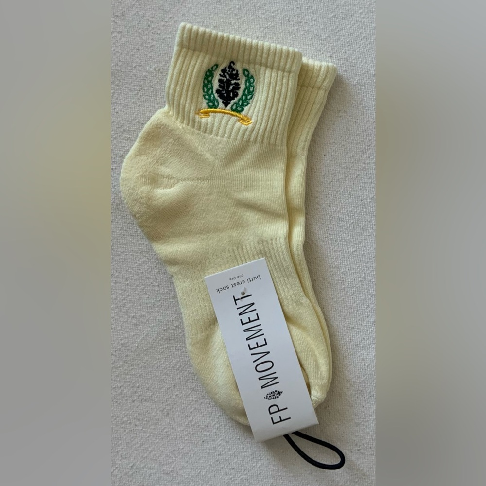 FP Movement ~ Cream Color Embroidered Socks With Crest Buti ~ *NWT & Packaging - Picture 7 of 13